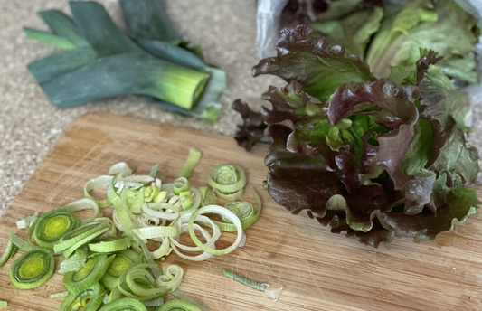 Sautéed Leeks and Red Leaf Heads