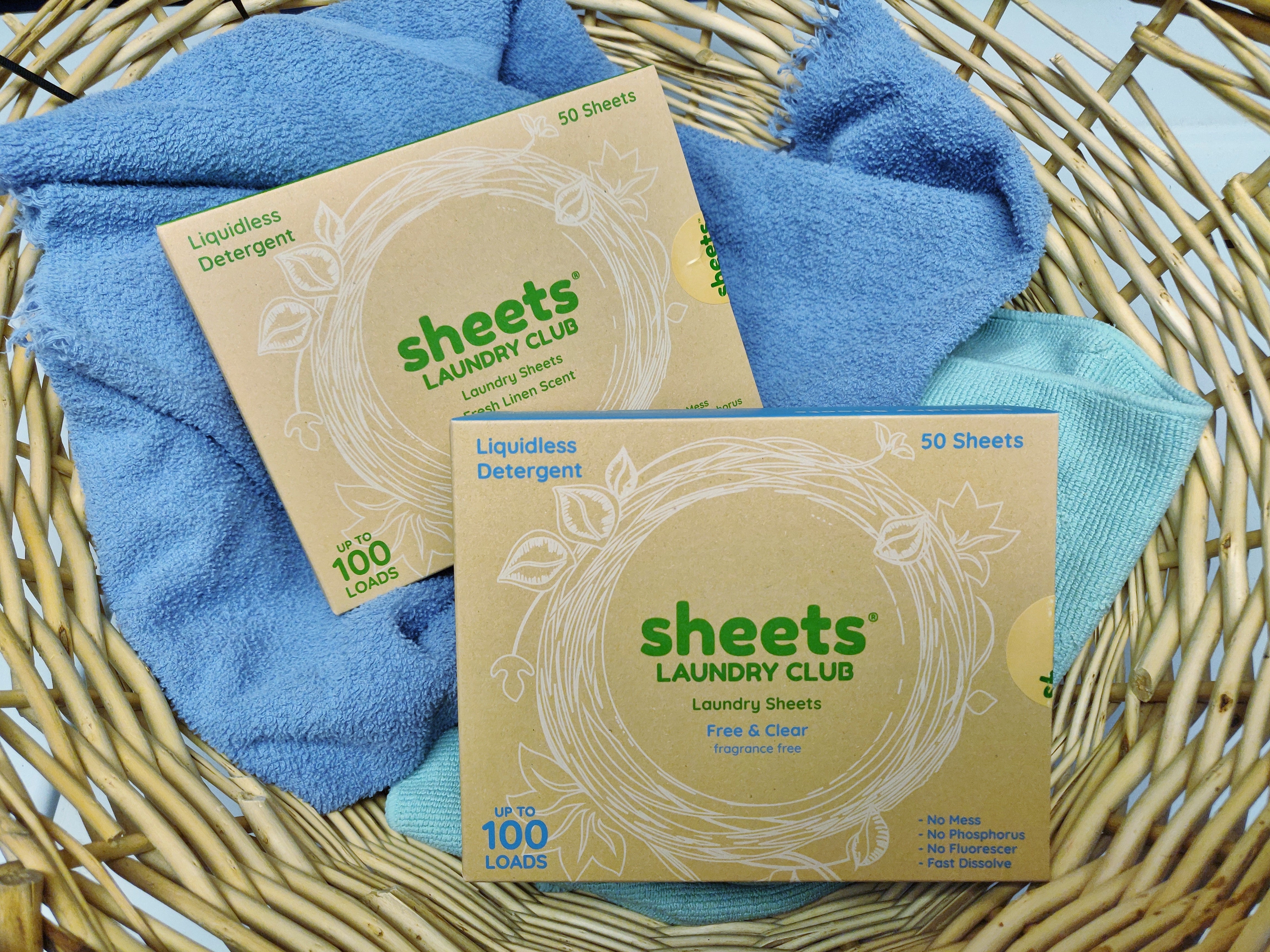 Sheets Laundry Club Laundry Sheets, Free & Clear - 50 sheets