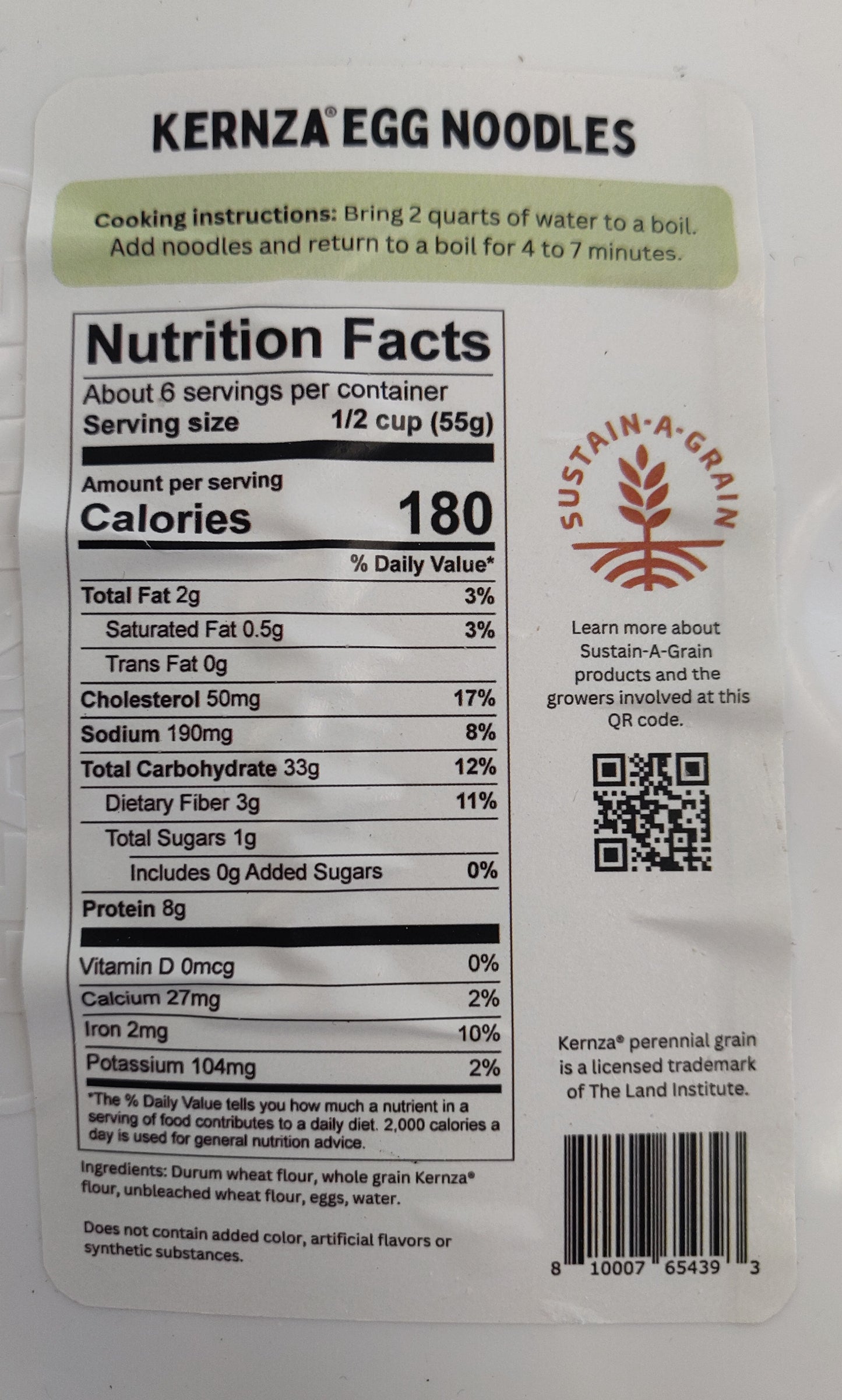 Kernza® Perennial Grain - Egg Noodles