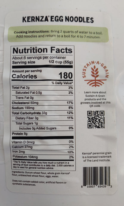 Kernza® Perennial Grain - Egg Noodles