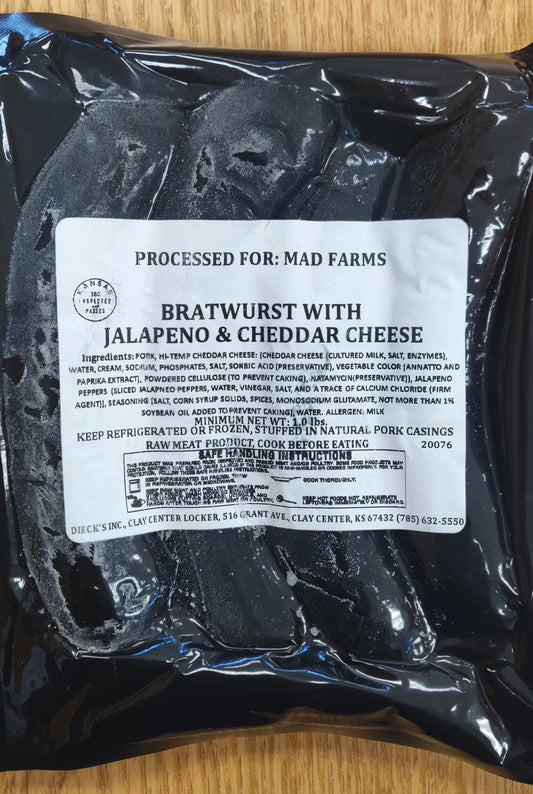 Pork - Jalapeño Cheddar Bratwurst